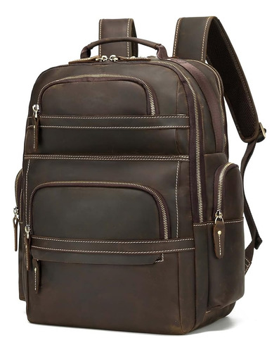 ~? Taertii Vintage Full Grain Leather Backpack Para Hombres 