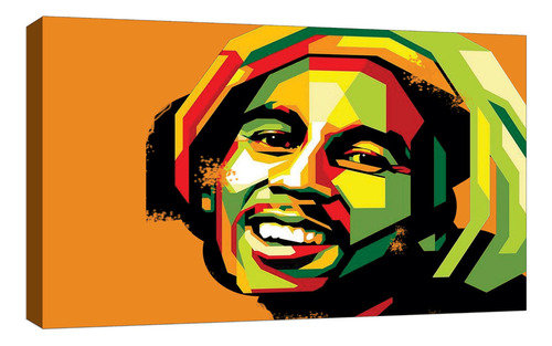 Cuadro Decorativo Canvas Moderno Bob Marley Color Bob Marley 3 Armazón Natural