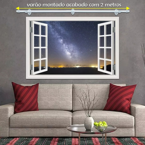 Conjunto Varão Completo Cortina 19mm 2m Pronto Para Instalar