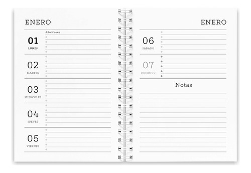 Agenda Imprimible 2024 Vista Semanal M1 Byn - Anillar-coser