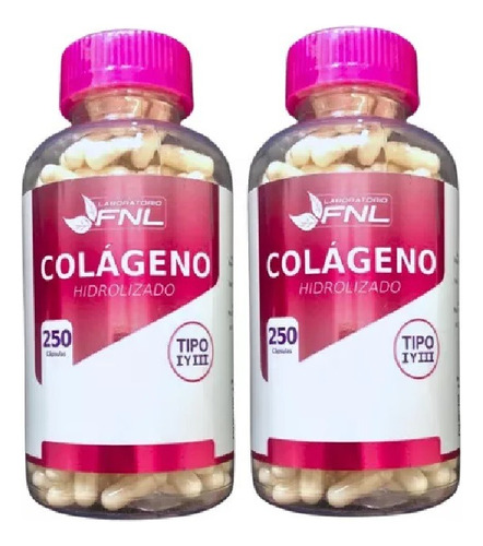 Colageno Hidrolizado 500 Capsulas, 2 Frascos, Para 8 Meses