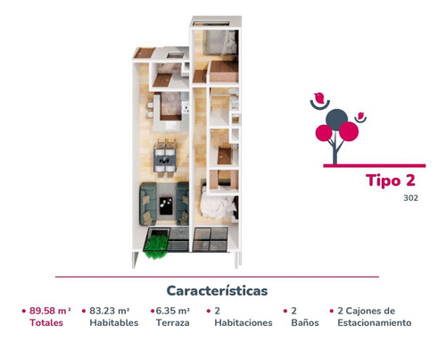 Departamento Con Roof Garden Privado 2 Recamaras 2 Baños Y 2 Estacionamientos
