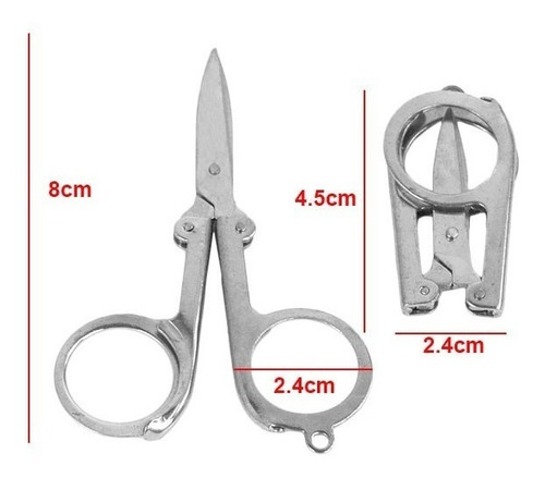 Imagen 2 de 3 de Tijeras Plegables Mini Bolsillo Metalica Bigote