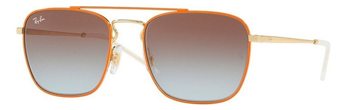 Anteojos de sol Ray-Ban RB3588 Standard con marco de metal color orange/gold, lente brown/light blue de policarbonato degradada, varilla gold de metal