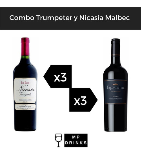 Combo Vinos Trumpeter Nicasia Malbec 750 Ml X 6 Mp Drinks