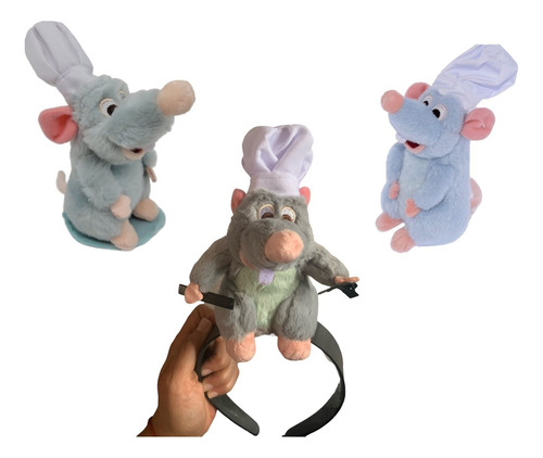 Paquete De Tres 3 Peluches Chefcito Remy Hombro Mini Peluche