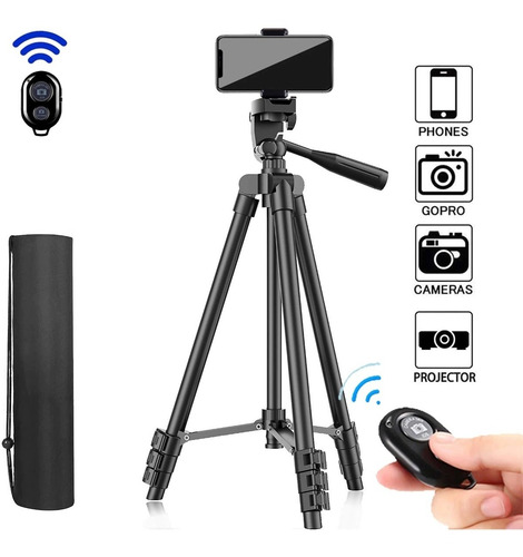 Imagem 1 de 8 de Tripé Universal 1,2m Suporte Para Celular Câmera Bolsa