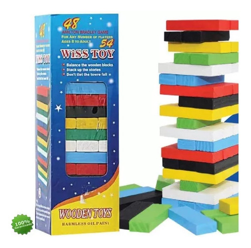 Jenga De 54 Piezas Madera De Color Grandes Envio Gratis Zoom