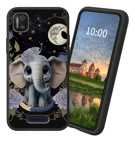 Dikoer Funda Blanda De Tpu Con Diseño De Flores De Elefante