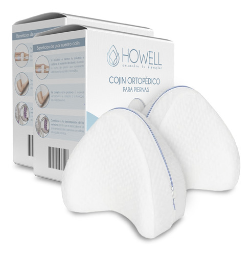 Pack X2 Cojín Almohada Ortopédica Howell Para Piernas Espuma Viscoelástica Con Memoria Terapéutica