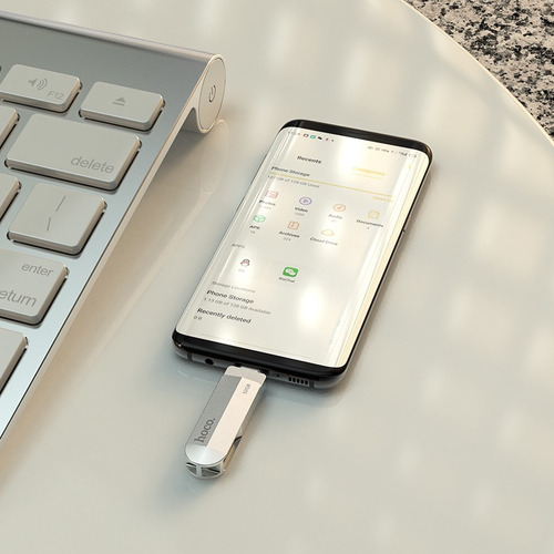 Pendrive Hoco Ud10 128gb Usb-c A Usb 3.0 Flash Drive Plateado Metal