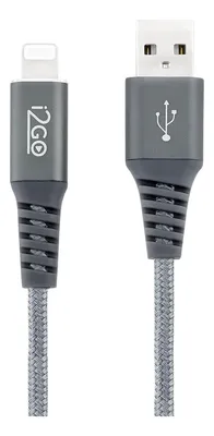 Cabo Lightning i2GO Certificado Mfi 2m 2,4a Nylon Trançado Chumbo
