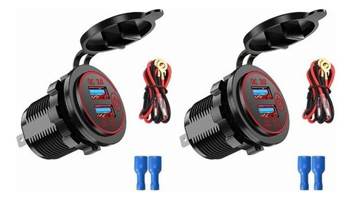 Cargador De Coche Quick Charge Qc3.0 Dual Usb De 2 Piezas, C