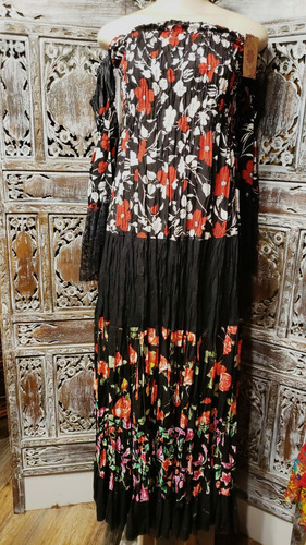 Vestido Cigano Medieval Em Viscose Preto