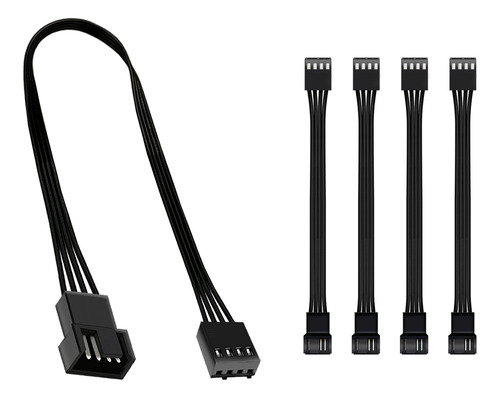 Kit 5 Cabo Extensor Cooler Fan 3 Ou 4 Pinos Pwm 25cm