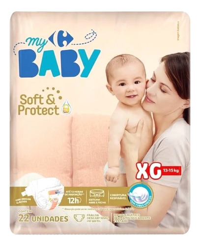 Fralda Carrefour My Baby Xg Soft  Protect - 22 Unidades Extra Grande (xg)