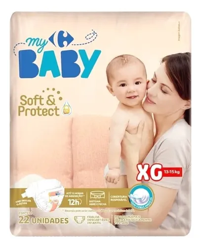 comprar Fralda Carrefour My Baby Xg Soft Protect - 22 Unidades Tamanho Extra grande (XG)