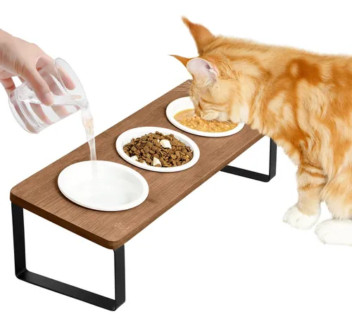 Sunhoo Cuenco Elevado Para Agua Y Comida Para Gatos, Juego .
