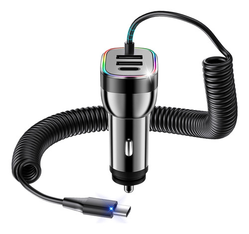 Gadgetech Cargador De Coche Usb C De 60 W, Adaptador De Carg