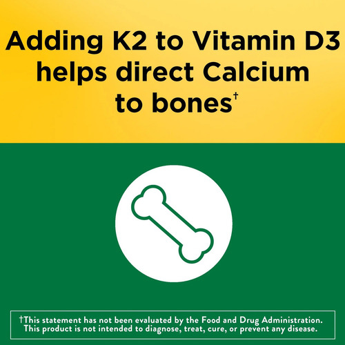 Vitamina D3 + K2 Salud Osea Nature Made 30 Tabletas Sabor Sin sabor