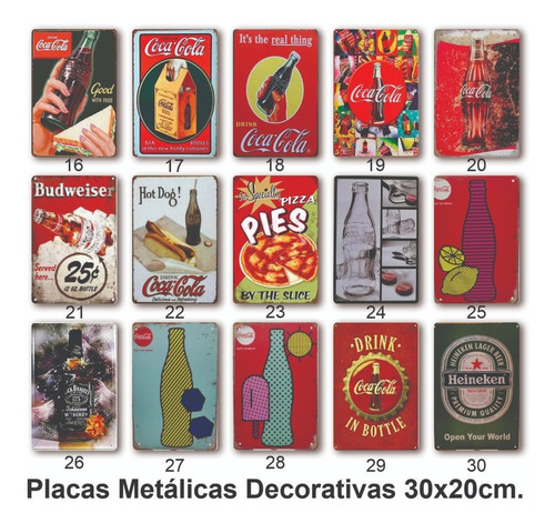 Imagen 3 de 10 de Placa Decorativa Vintage - Retro Metálica Tipo Tapa 30 Cm.