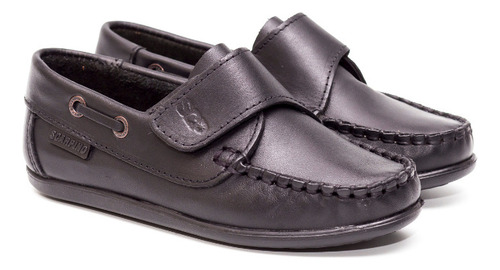 Mocasín Escolar Scarpino Abrojo De Cuero