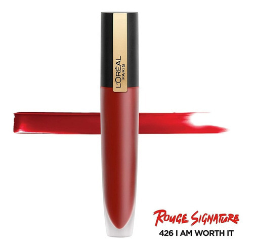 Lápiz labial líquido exclusivo de Loréal Rouge con efecto mate, color 426 Am Worth It