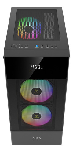 Gabinete Gamdias Aura Gc5 Digital Display Mesh Rgb Atx, cor preta