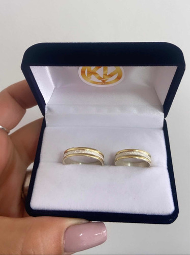 Par De Alianzas En Plata 925 Borde Oro 10k Promo Limitada