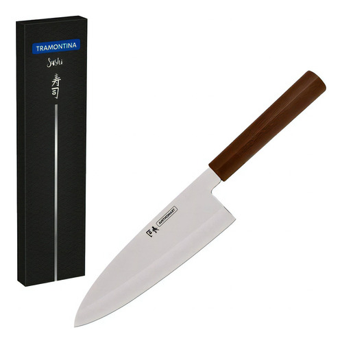 Cuchillo Para Sushi Tramontina Deba 8 Silver Color Marrón Oscuro