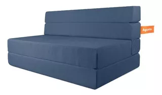 Sofa Cama Doble Agusto ® Sillon Plegable Matrimonial Colchon Color Azul