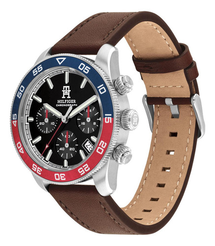 Reloj Para Hombre Tommy Hilfiger Piper 1792166 Correa de Cuero Marrón y Caja de Acero inoxidable