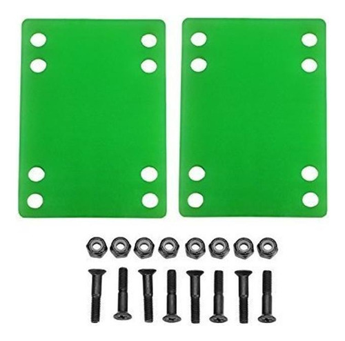 Patín Riser Pad Y Hardware 1-8  (4 Mm) Risers Verdes Y 1  P