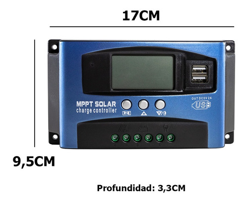 Imagen 2 de 4 de Reguladora De Carga P/ Panel Solar 60 Amper 12v 24v Mppt Usb