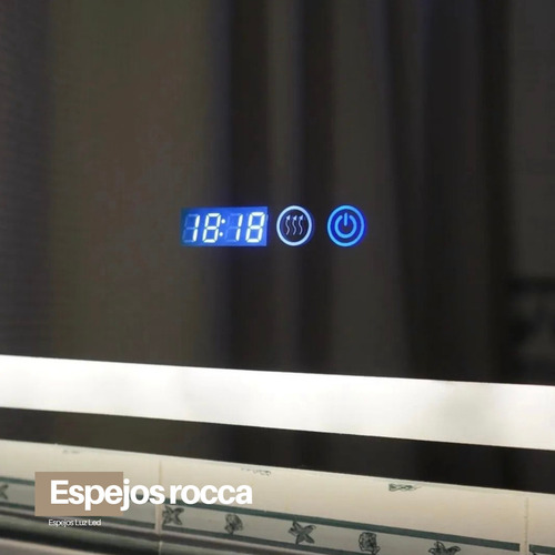 Espejos Luz Led Baño 60x70cm Touch Desempañador Hora Y Temp Transparente