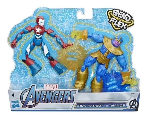 Bonecos Avengers Bend And Flex Iron Patriot Vs Thanos Hasbro