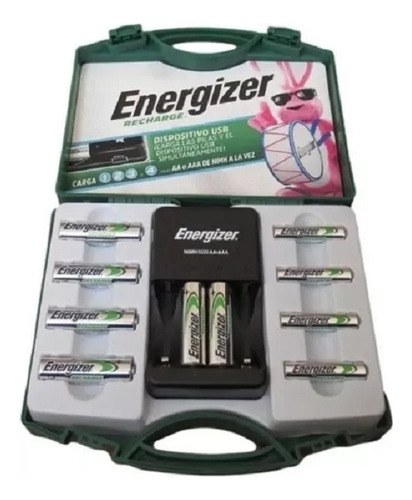 Cargador Energizer + 6 Bat Aa +2 Aaa + Adaptadores C Y D (Reacondicionado)
