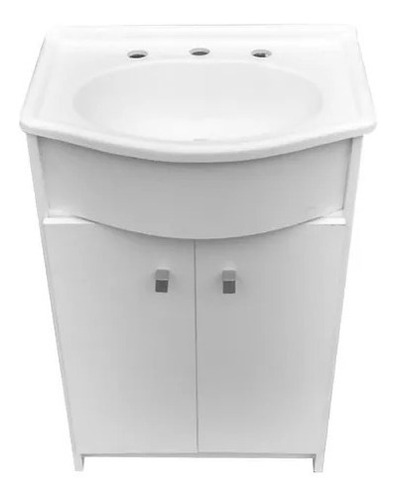 Imagen 1 de 2 de Mueble para baño Tioso Hogar Clásico dos puertas de 51cm de ancho, 78.5cm de alto y 37cm de profundidad con bacha y mueble color blanco con un agujero para grifería