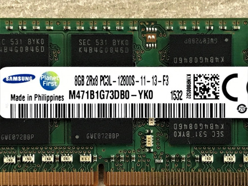 Imagem 3 de 4 de Memória Ram Samsung 8gb - 2rx8 -pc3l- M471b1g73db0-yk0