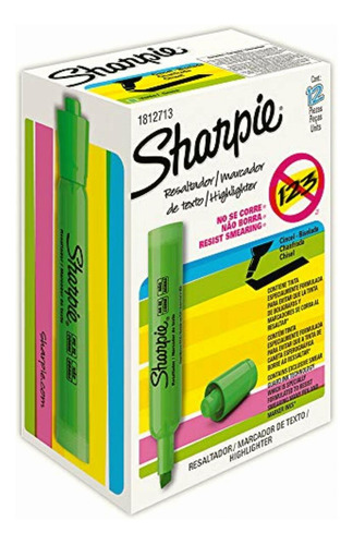 Marcador Resaltador De Texto Sharpie Tank, Pack De 12, Verde