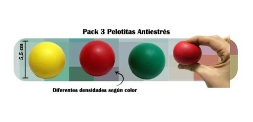 Imagen 4 de 7 de Pelotas Antiestres Pack X3 Dens Estimulacion Rehabilitacion