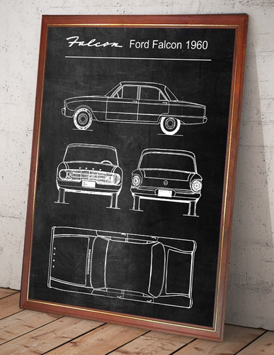 Ford Falcon Patente Retro Poster Blueprint Cuadro 