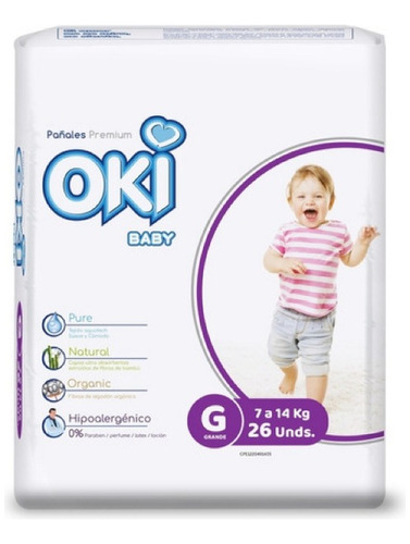 Pañales Oki Baby Premium Talla G De 26 Unidades