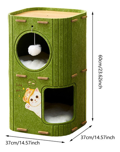 Bonita Caseta Para Gatos, Moderna Y Acogedora 2 Niveles