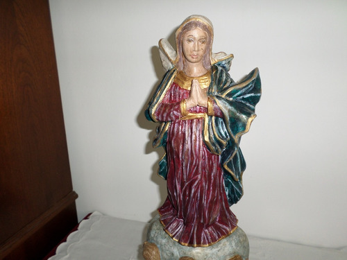 Antigua Virgen María Religiosa De Madera Policromada 49 Cm