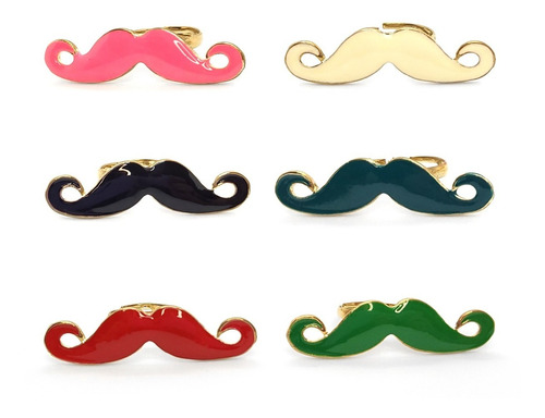 Anillos Ajustables De Bigotes 6 Colores Pack X 24