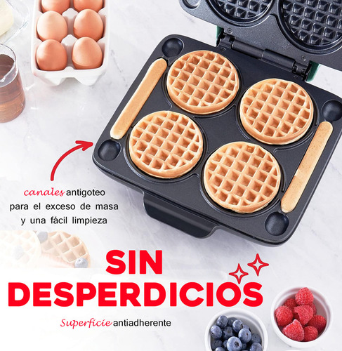 Máquina para 4 miniwaffles aqua Dash DMMW400GBAQ04