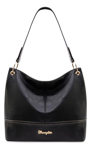 Bolso Montana Wrangler Hobo, Correa Ancha, Color Negro