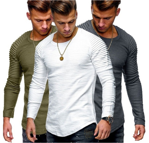 Remera Hombre Entallada Al Cuerpo Slim Fit Manga Larga A15