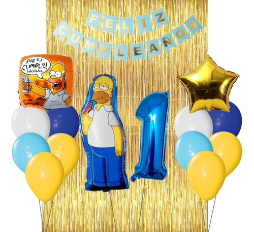 Combo Cumpleaños Globos Tematica Deco Homero Simpson Fiesta